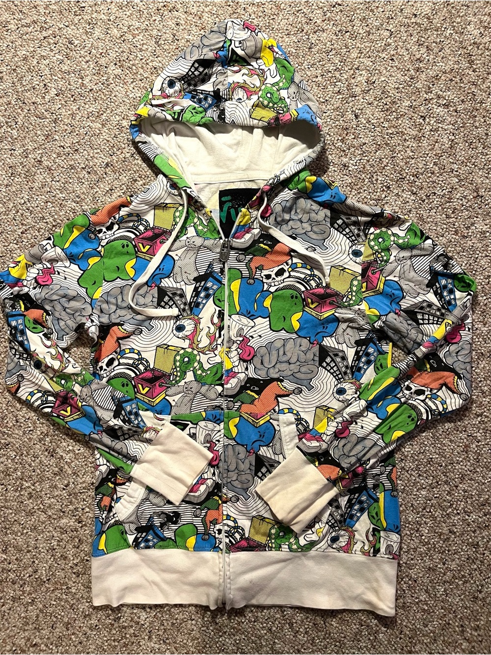 Y2K Vurt colorful graffiti graphic zip up hoodie